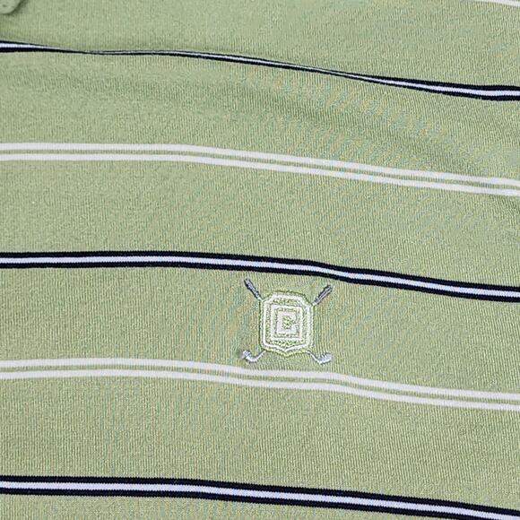 Chaps Golf Lime Green Striped Short Sleeve Collared Polo Shirt Men's Size L - Picture 6 of 8